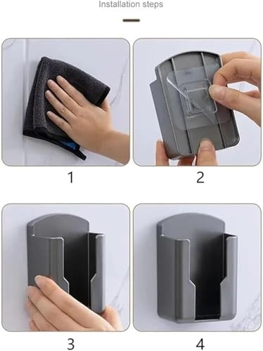Universal Remote Control Holders Wall Mount AC Fan Media Player TV Controller Rack Stand, Self Adhesive Storage Box Case Organizer, Easy Manipulate Clicker for Home Office School Grey - color: grey