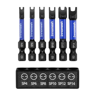 Magnetic Spanner Bit Set, 2" 6-Piece Security Bits SP4 SP6 SP8 SP10 SP12 SP14,S2 Steel Security Bit Set,Magnetic Spanner Screwdriver Bits for Impact Drivers,Electronics & Maintenance - size: 2in 6PC