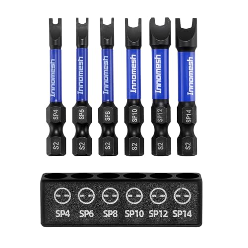 Magnetic Spanner Bit Set, 2" 6-Piece Security Bits SP4 SP6 SP8 SP10 SP12 SP14,S2 Steel Security Bit Set,Magnetic Spanner Screwdriver Bits for Impact Drivers,Electronics & Maintenance - size: 2in 6PC