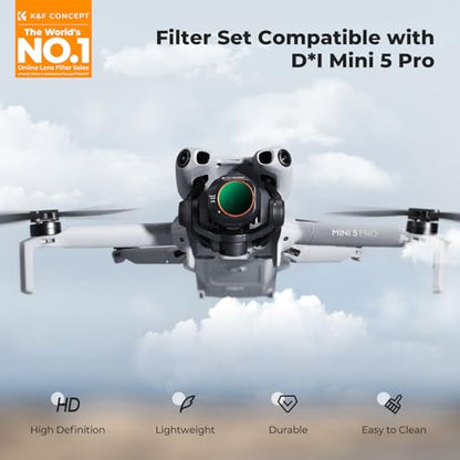 K&F CONCEPT ND/PL Filter Set Compatible with DJI Mini 5 Pro - style: ND4&PL+ND8&PL+ND16&PL+ND32&PL+ND64&PL+CPL