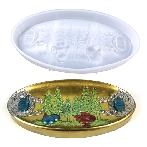 Christmas Oval Tray Home Decoration epoxy Resin Silicone Mold 8933