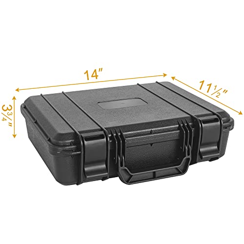 Protective Hard Case Shockproof Water-resistant with Customized DIY Foam Insert fit for Camera, etc, 14 X 11.5 X 3.7-Inch - size: Inner：13 X 10 X 3.7 Inch