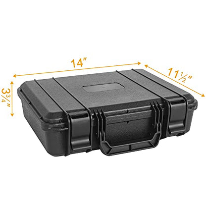 Protective Hard Case Shockproof Water-resistant with Customized DIY Foam Insert fit for Camera, etc, 14 X 11.5 X 3.7-Inch - size: Inner：13 X 10 X 3.7 Inch