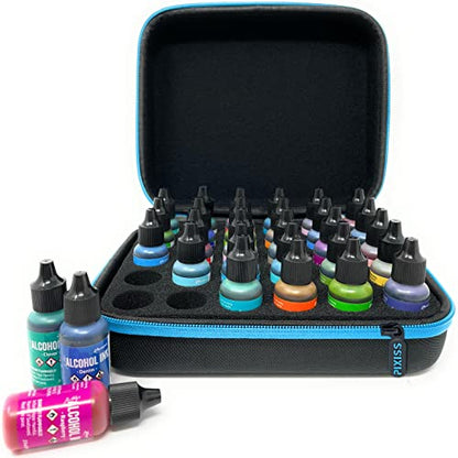 Alcohol Ink Storage Carrying Case, Paint Carry Case Organizer, Stores 30x 0.5-Ounce Bottles of Alcohol Inks, Stickles, Glossy Accents or Reinkers, Travel Hobby Paint Storage - size: 30 Bottle Capacity