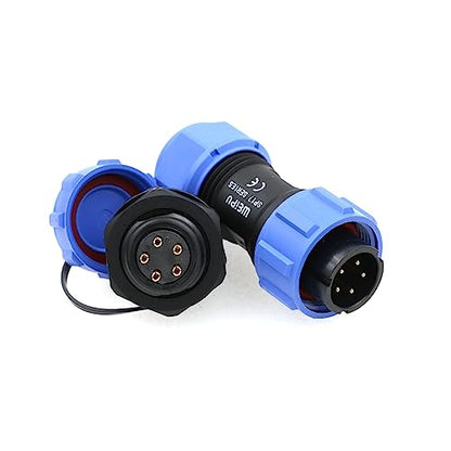 WEIPU SP17 5-Pin IP67 Waterproof Aviation Circular Connector, 5A Panel Mount Male Plug & Female Socket, RV Electrical Cable Connection Plug Socket - color: Panel Mount--Plug(male)&Socket(female), size: 5 Pin 5A