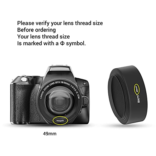 SIOTI 49mm Lens Hood, Oxidation Matte Anti Reflective Treatment, Aluminum Alloy, with 1 * 58mm Lens Cap, Compatible with Sony/Canon/Nikon/Fuji etc >50mm Camera Lens - color: Medium Telephoto-Tubular, size: 49mm