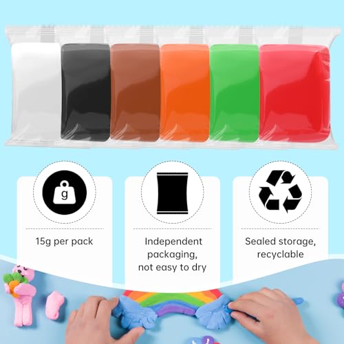 Black Air Dry Clay Wolwefa 72 Packs Air Dry Foam Clay, Moldable Super Light Clay Perfect for Arts, Crafts, Classroom Teaching - color: Black