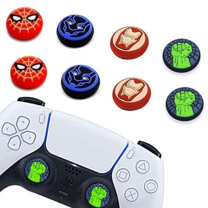 Controller Thumb Grips, 8PCS Analog Printing Joystick Cap, Non-Slip Silicone Handle Protection Cover for PS Xbox Series X/S, Xbox One, Switch PRO Controller