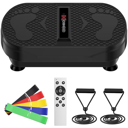 Vibration Plate Exercise Machine, 130 Levels Full Body Workout Vibrating Plate for Lymphatic Drainage Weight Loss, 450 Lbs Capacity Shake Platform with Bluetooth for Women Men - color: Carbon Black