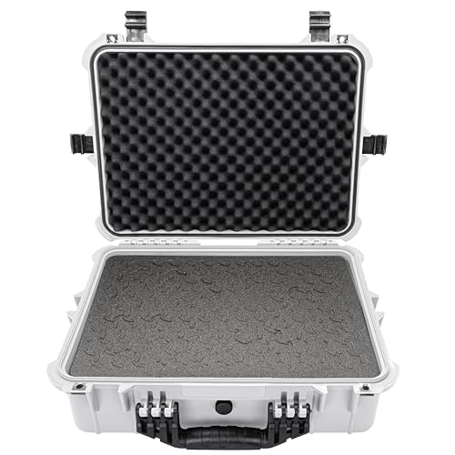Eylar 20" Large Hard Case Equipped With Ragar Reconfigurable & Reusable XP Crosslinked Foam Insert, Waterproof, Shockproof For Equipment, Drones And Cameras (2 Ragar Layers) (Polar White)