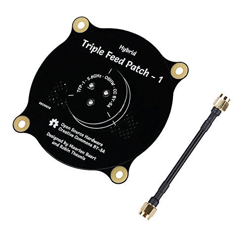 5.8GHz FPV Triple Feed Patch Antenna, RCmall 9.4dBi High Accuracy SMA Male to SMA Male Cable Adapter, Directional Circularly Polarized Antenna for FPV Racing Drone