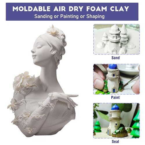 SELEAD Foam Clay White 500g, Moldable Air Dry Ultra-Light Modeling Clays