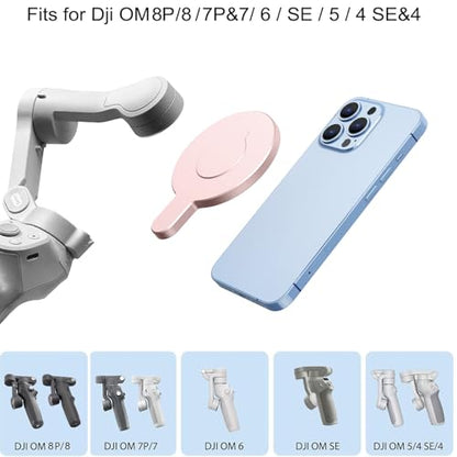 Magnetic Phone Clamp for DJI, Adapter Mount Clip for DJI Gimbal Accessory - color: Pink