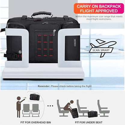 WITZMAN Carry on Travel Backpack for Men Airline Approved Fits 16" Laptop - color: 01.black