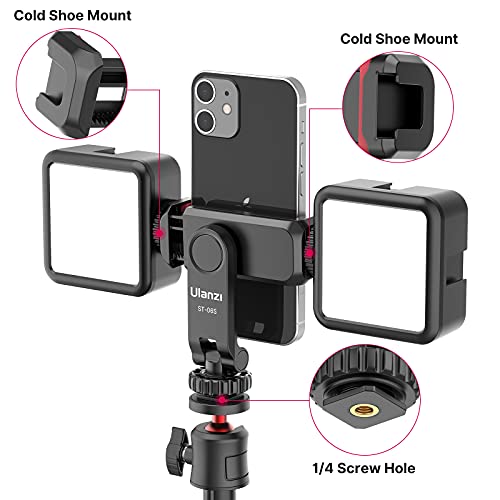 ULANZI ST-06S Phone Tripod Mount, Universal Phone Mount w 2 Cold Shoe