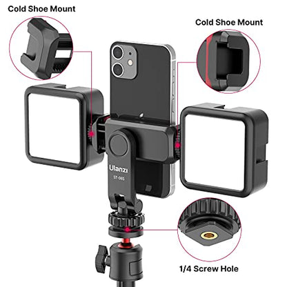 ULANZI ST-06S Phone Tripod Mount, Universal Phone Mount w 2 Cold Shoe