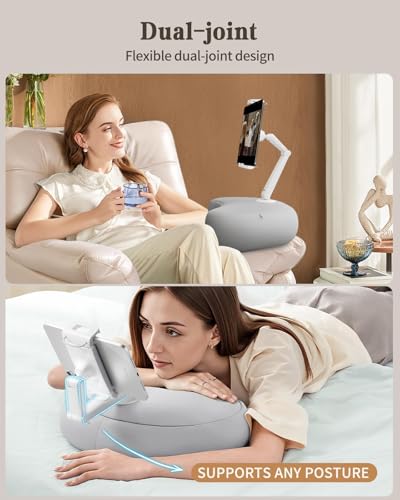 SAIJI Kindle Pillow Stand for Bed – iPad & Tablet Holder (Gray) - color: Gray