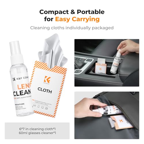 K&F CONCEPT Lens Cleaner Spray Kit,Microfiber CleaningCloth,Glasses Cleaner - size: Cleaner*1+Cloth*1