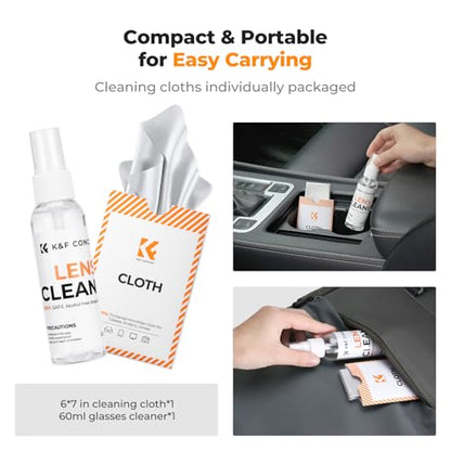 K&F CONCEPT Lens Cleaner Spray Kit,Microfiber CleaningCloth,Glasses Cleaner - size: Cleaner*1+Cloth*1