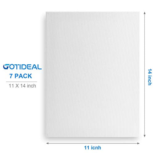 GOTIDEAL Stretched Canvas, 11x14 Inch Set of 7, Primed White - color: White, size: 11"x14"
