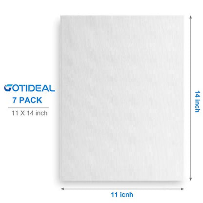 GOTIDEAL Stretched Canvas, 11x14 Inch Set of 7, Primed White - color: White, size: 11"x14"
