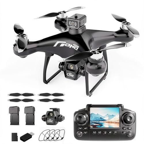 E55 Air Drone with Screen Controller with SD Card, 2 Batteries. - color: 2 batteries - Black