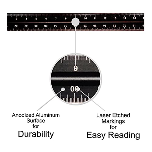 12 Inch Engineer Scale Ruler, Engineering Scale with Anodized Solid Aluminum Core, Laser Etched Scales, Imperial Scale - 1:10, 1:20, 1:30, 1:40, 1:50, 1:60, 12" Drafting Measuring Ruler