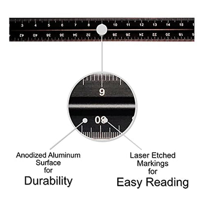 12 Inch Engineer Scale Ruler, Engineering Scale with Anodized Solid Aluminum Core, Laser Etched Scales, Imperial Scale - 1:10, 1:20, 1:30, 1:40, 1:50, 1:60, 12" Drafting Measuring Ruler