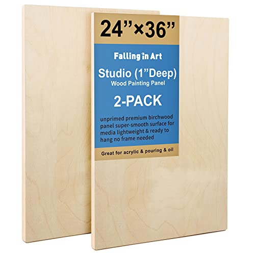 Falling in Art 2 Pack 24x36 Unfinished Birch Wood Panels Kit for Painting - size: 24*36 2-pack
