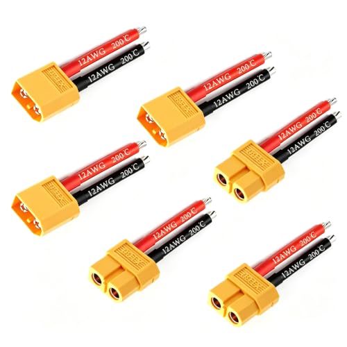 3 Pairs XT60 Plug Female and Male Connector,XT60 Connector Adapter - size: 12AWG XT60