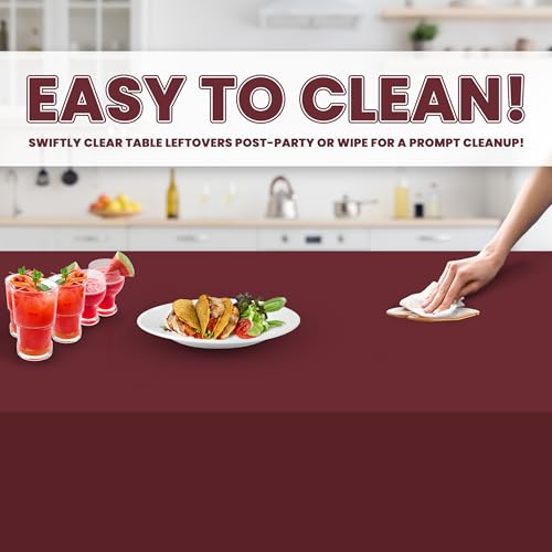Grandipity Plastic Table Cloth Disposable 12 Pack 54” x 108” Rectangle - color: Burgundy, size: 54in. x 108in. Rectangle