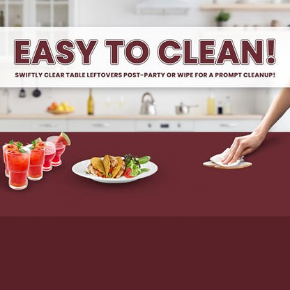 Grandipity Plastic Table Cloth Disposable 12 Pack 54” x 108” Rectangle - color: Burgundy, size: 54in. x 108in. Rectangle