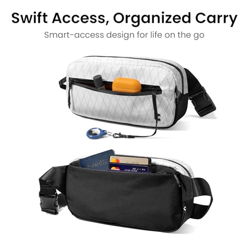 tomtoc 3.5L X-Pac Sling Bag with RFID Blocking Crossbody Pack for Men Women - color: X-Pac White, size: 3.5L