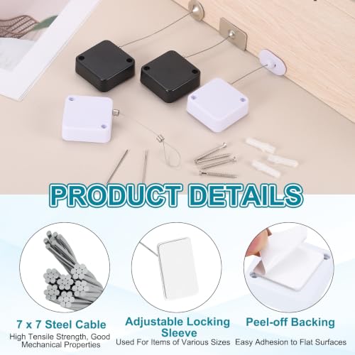 PATIKIL Retractable Remote Control Cable Tether 4.9ft /1.5M, White 1 Set - color: White, size: 4.9ft /1.5m