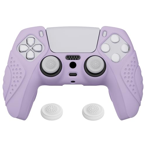 eXtremeRate PlayVital Guardian Edition Mauve Purple Ergonomic Soft Anti-Slip Controller Silicone Case Cover for ps5, Rubber Protector Skins with White Joystick Caps for PS5 Controller - color: Mauve Purple