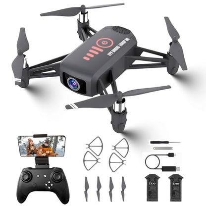 Mini Drone with Camera, Remote Control Drone for Ages 8-12 & Beginner - color: Grey