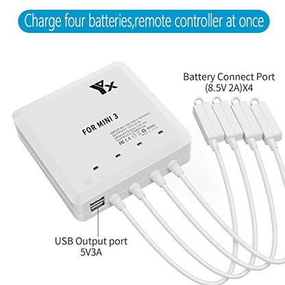 Hanatora Fast Battery Charger for DJI Mini 4 Pro, Mini 3 Pro Drone - 6 in 1 Rapid Multi Parallel Charging Hub Accessories