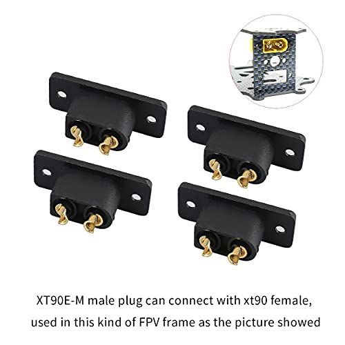 Amass 10PCS Black XT90E-M Battery Plug Gold-Plated Male Connector with Screws DIY Connecting Parts for RC Aircraft Drone Accessories