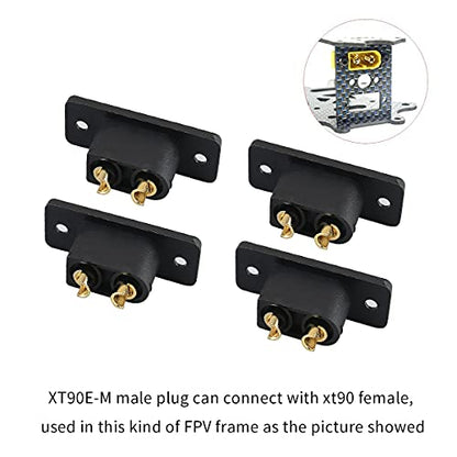 Amass 10PCS Black XT90E-M Battery Plug Gold-Plated Male Connector with Screws DIY Connecting Parts for RC Aircraft Drone Accessories
