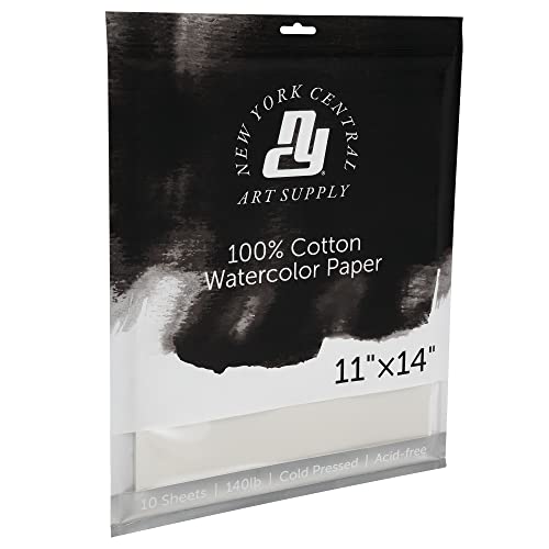 New York Central Watercolor Paper, 140 lb. Cold Press - 11"x14" 10 Sheets - size: 11"x14"