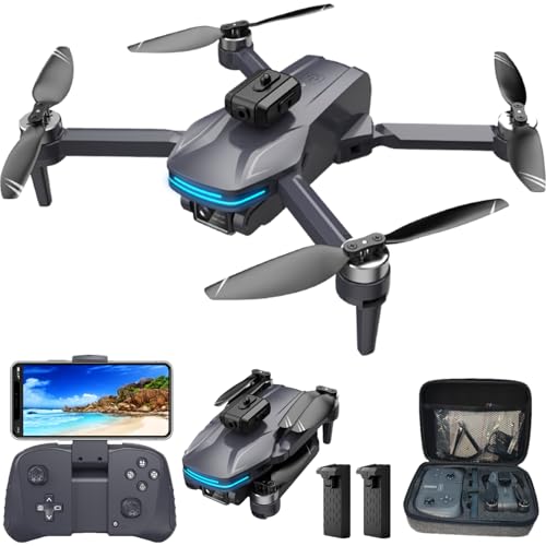 Remote Control FPV Drone with 1080P Camera for Kids and Adults Beginners, Foldable Quadcopter with Carrying Case, Adjustable Len, Gestures Selfie, Brushless Motor, Altitude Hold, 3D Flips, Voice Control, One Key Take Off/ Land, Waypoint Fly, Optical Flow