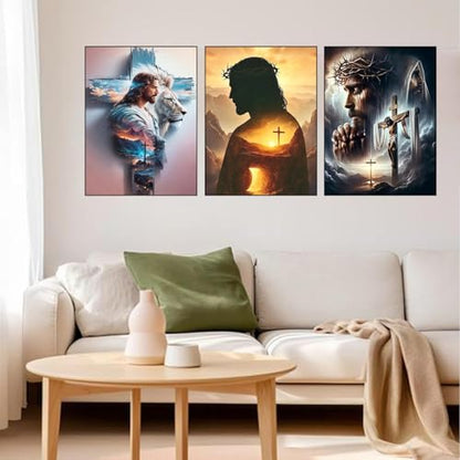 Axquilon 3 Pack Jesus Diamond Art Kits for Adults 12x16 inch - color: 3-Pack Jesus