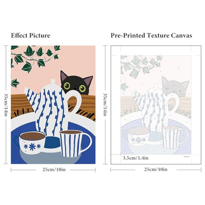 6 Pack Paint by Numbers Kit for Adults Beginner Black Cat, 10x14 Inch - color: LKOP6P-7