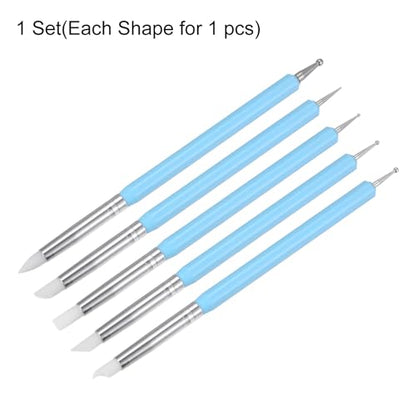 HARFINGTON 5 Pcs Silicone Clay Sculpting Tool Rubber Tip Light Blue - color: Light Blue