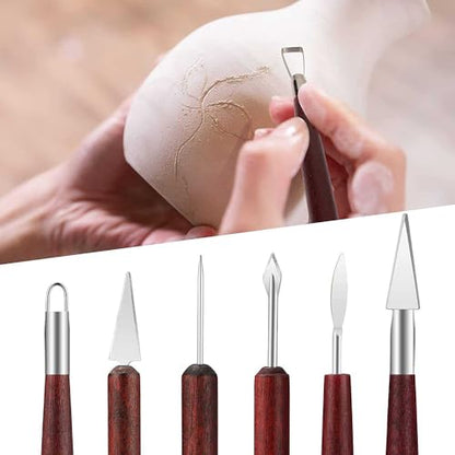 Clay Tools Sculpting for Polymer Air Dry Modeling Clay Beginners & Professionals Ideal for DIY Pottery & Ceramics Tools Double-Sided Polymer Carving Tools Kit (6)