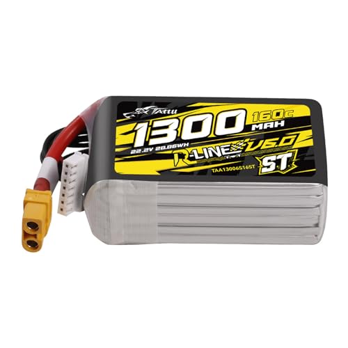 TATTU R-Line Version 6.0 6S Lipo Battery 22.2V 160C 1300mAh Lipo Battery Pack with XT60 Plug for Racing(ST Stick Version) - size: 1300-6S-Long