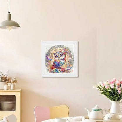WEMEON Owl Diamond Art Kits for Kids with Frame 7x7 inch - color: Owl