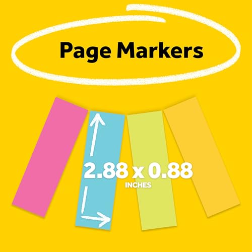 3M 6714AU Post-It Page Markers, Assorted Brights, 50 Strips/Pad, 4 Pads/Pack (1 Pack) - style: 1 Pack