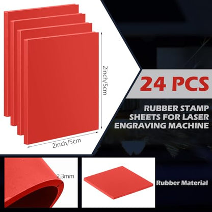 Maitys 24 Pcs Rubber Stamp Sheets for Laser Engraving Machine, Red - color: Red
