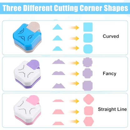 3 Pcs Paper Corner Rounder Punch 3 Hole Punch Paper Cutter 3 in 1
